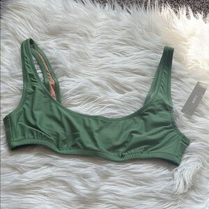 NWT J. Crew Green Heritage Scoopneck Bikini Swim Top Only Size M